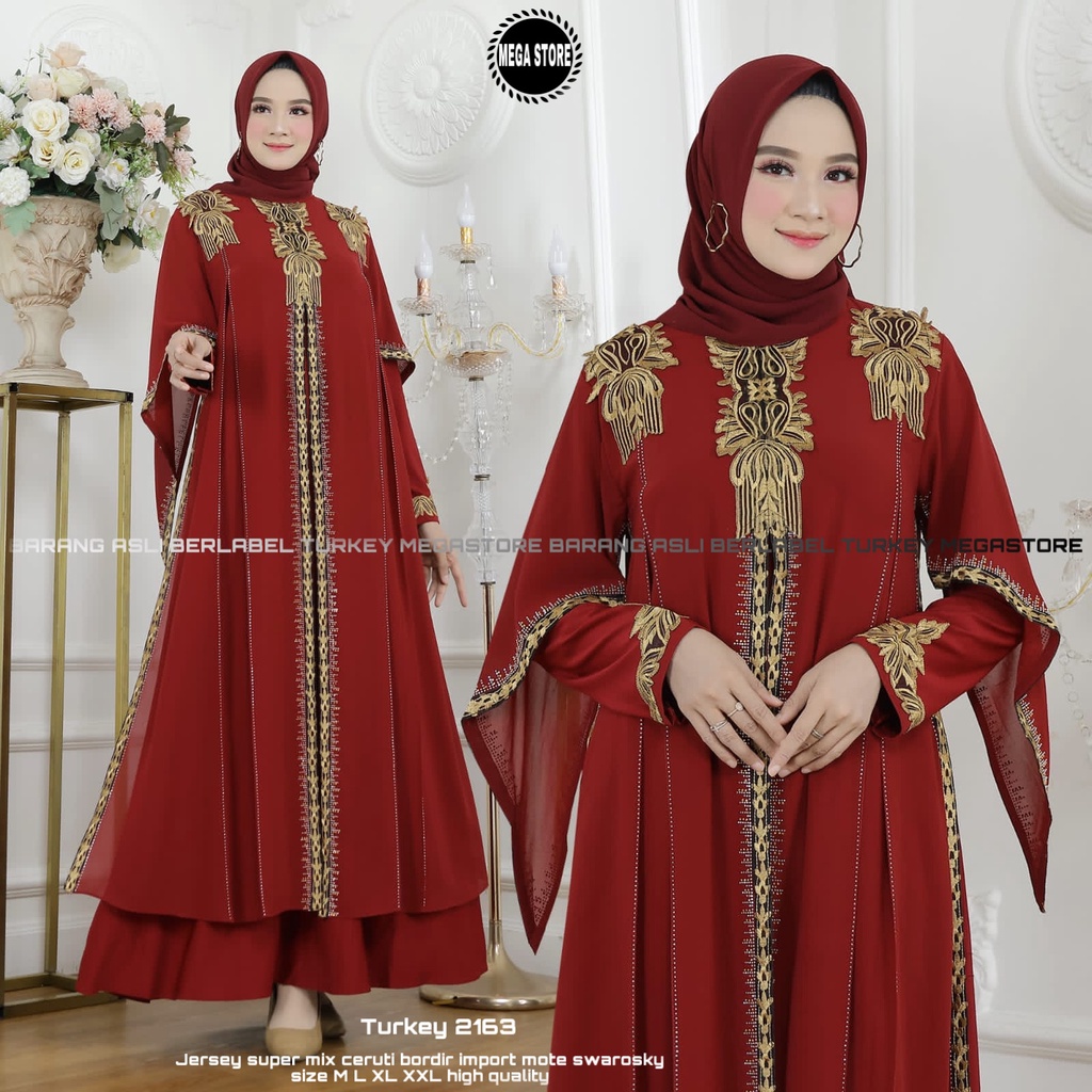 Gamis Turkey Bordir Fashion Muslim Jetblack Super Original Produk By Mega Store