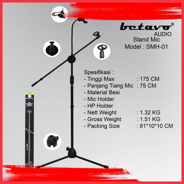 Jual (JYG) STAND MICROPHONE MODEL SMH01 BETAVO AUDIO STAND MIC