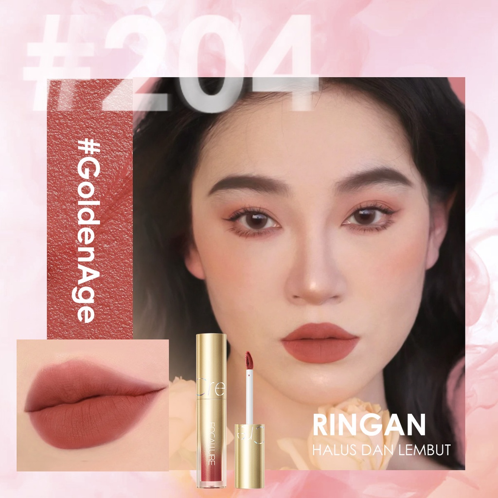 NIK - FOCALLURE Cream Lip | Silky Smooth Lip Cream | Waterproof | Lip Cream | Air Mist Lip Cream Velvet Matte Silky-Smooth Waterproof Lipstik FA344 #GoldenAge BPOM Original