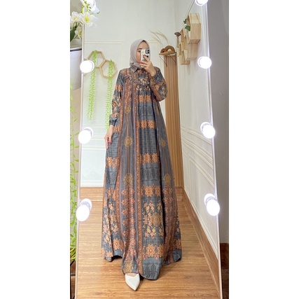 RANIKA DRESS |Jumbo Ready |Gamis Motif Terbaru Bahan Zara Premium/Gamis Zara silk premium /Gamis motif batik Zara Premium Terbaru