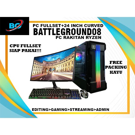 PC Gaming  Fulset AMD Ryzen 5 5600G SSD 240 gb Lengkap LED 24 inc Keyboard Mouse