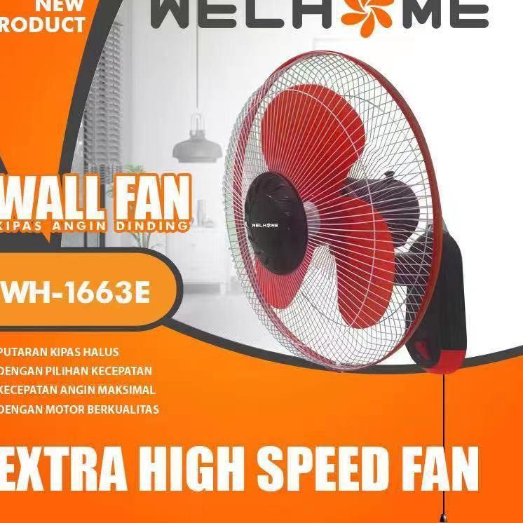 Super Baru Kipas angin Dinding murah / WALL FAN WH-1663E / Kipas angin bagus murah wellhome / Kipas 