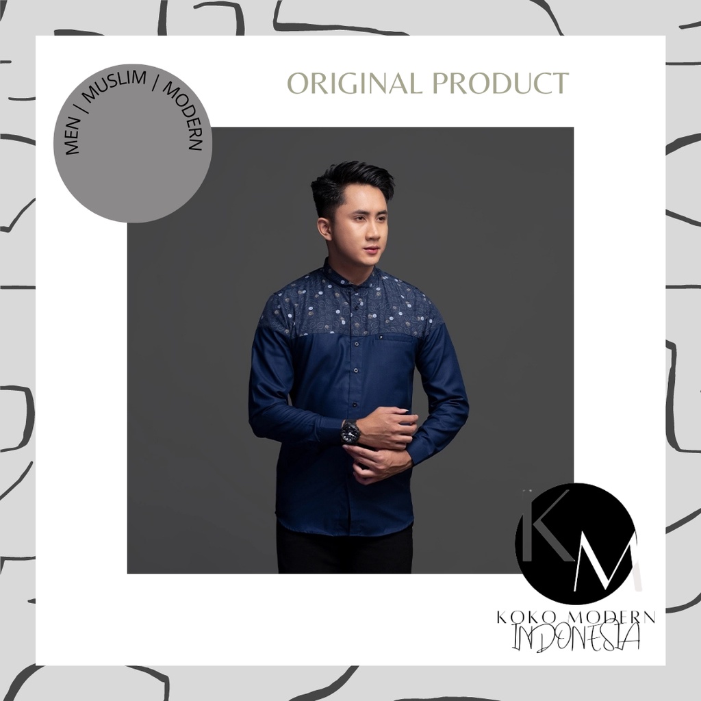 FADKHERA BAJU KOKO MODERN NAZIF LENGAN PANJANG NAVY
