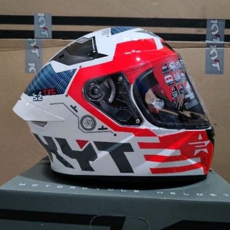 KYT TT COURSE MOTIF FUSELAGE WHITE RED KYT TTC TERBARU ORIGINAL TERMURAH