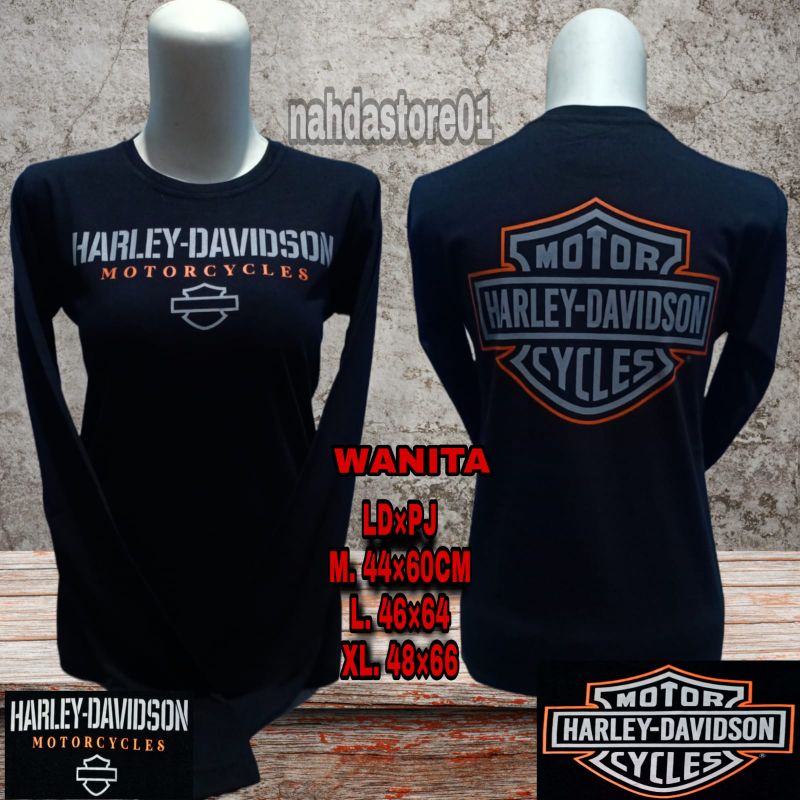 Kaos Harley Davidson  Wanita Lengan Panjang