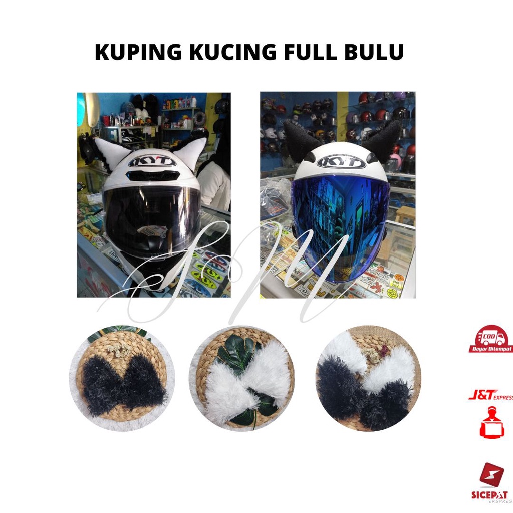Sepasang Kuping Helm Full Bulu / Kuping Kucing Helm / sepasang aksesoris kuping kucing helm full bul