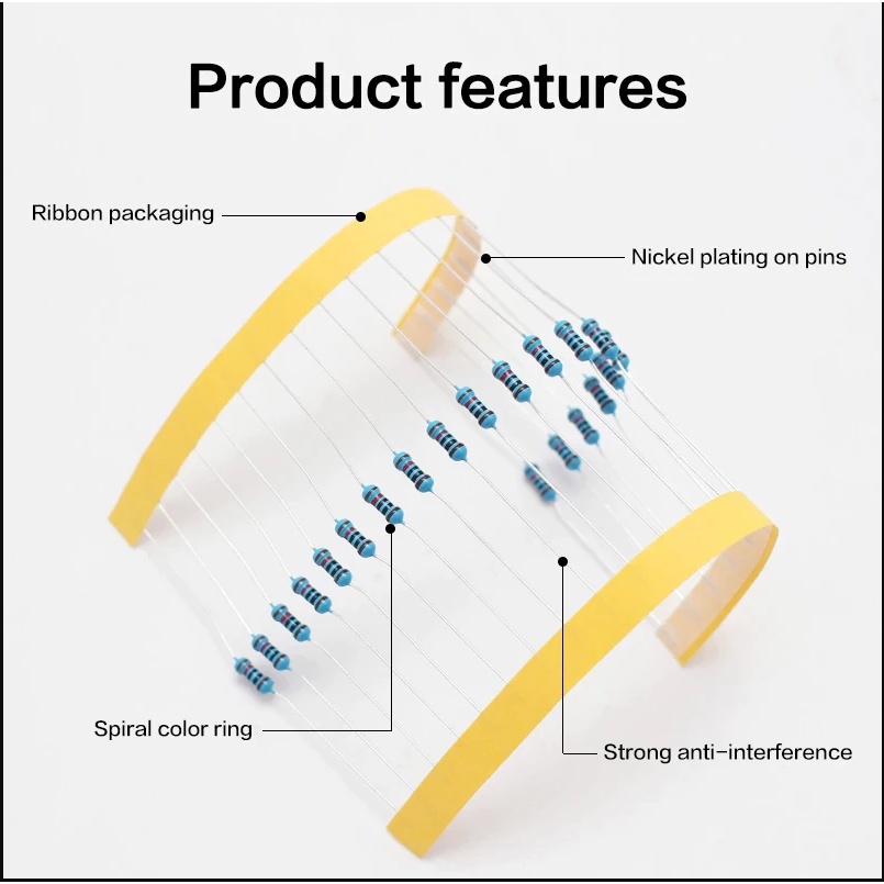 RESISTOR 1/4W 1/4 WATT  0,25watt toleransi  1% METAL Carbon FILM 100 220 330 510 470 1K 2K2 4K7 5K1 10K 12K 15K 20K 22K 33K 47K 51K 100K