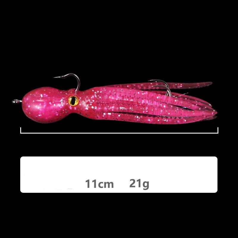 Umpan Pancing jigging castjig Softlure bentuk Gurita Octopus 11 cm 21gram dengan sudah termasuk kail double hook dan Kail di kepala