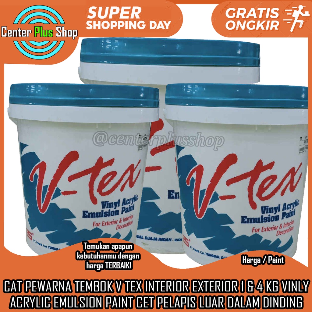 CAT TEMBOK V TEX INTERIOR EXTERIOR 1 KG PUTIH WARNA CET PELAPIS PLAPIS LUAR DALAM DINDING VITEK VITE