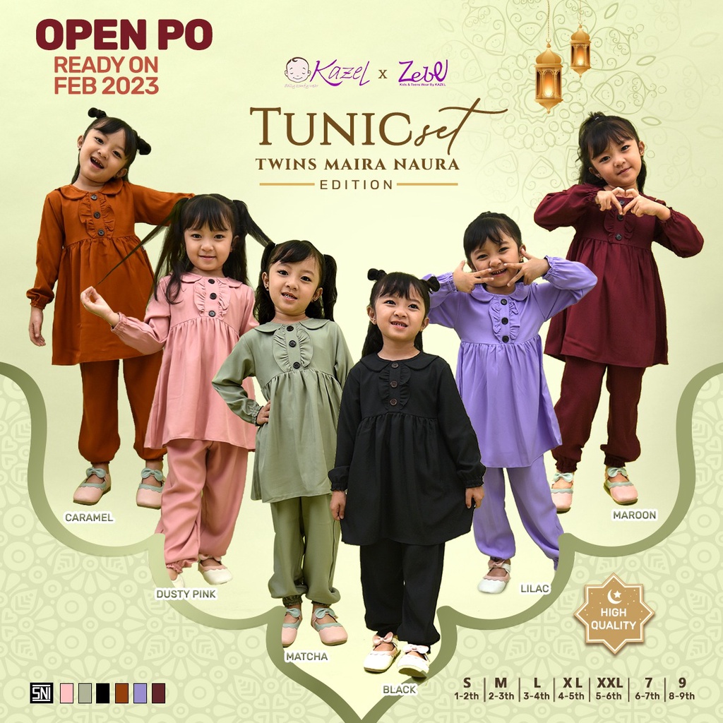 Kazel Twins Maira Naura Tunic Set Edition / Setelan Anak Perempuan - Tunik Anak 1-9 Tahun