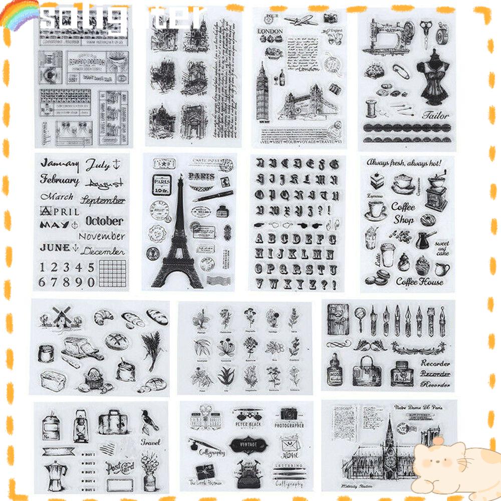 Solighter Silikon Bening Perangko Bahan Hias Bunga Kupu-Kupu Retro Sentiments Kartu Hadiah Craft Kerajinan Scrapbook DIY