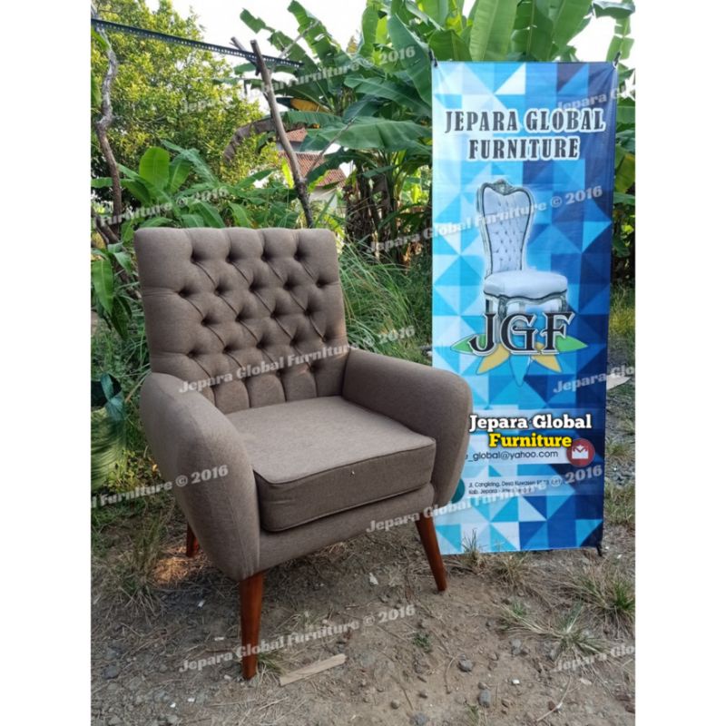 Kursi sofa single retro maverick brown ( kursi sofa jati,sofa jati,kursi single,sofa murah )