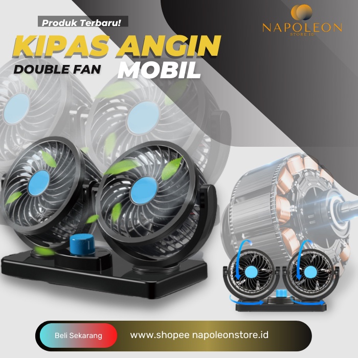 Kipas Angin Mobil 12 Volt Kipas Angin Mini Mobil Truk Double Fan Blower USB Pengganti AC