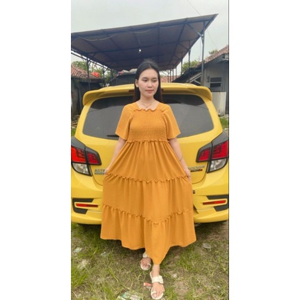 Dress smoke kerut dada terbaru crinkle airflow terupdate 2023 / dres wanita panjang model kerut dada