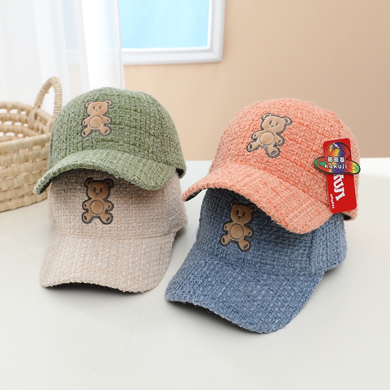 3-8 tahun Topi Baseball Anak Import Model Beruang Bear / Kids Hat Cap