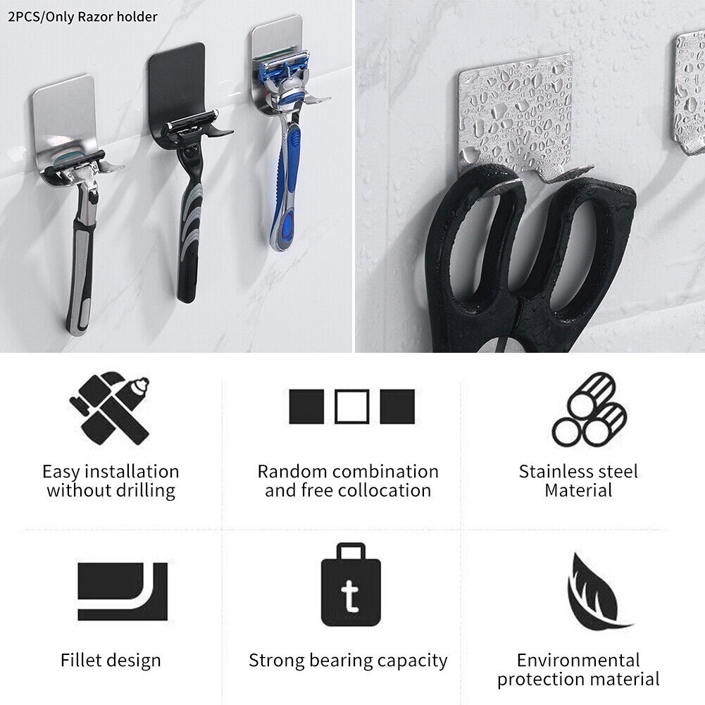 GANTUNGAN TEMPEL DINDING Pisau Cukur Razor Kabel Charger Handphone Dapur Baju Stainless Steel Kuat