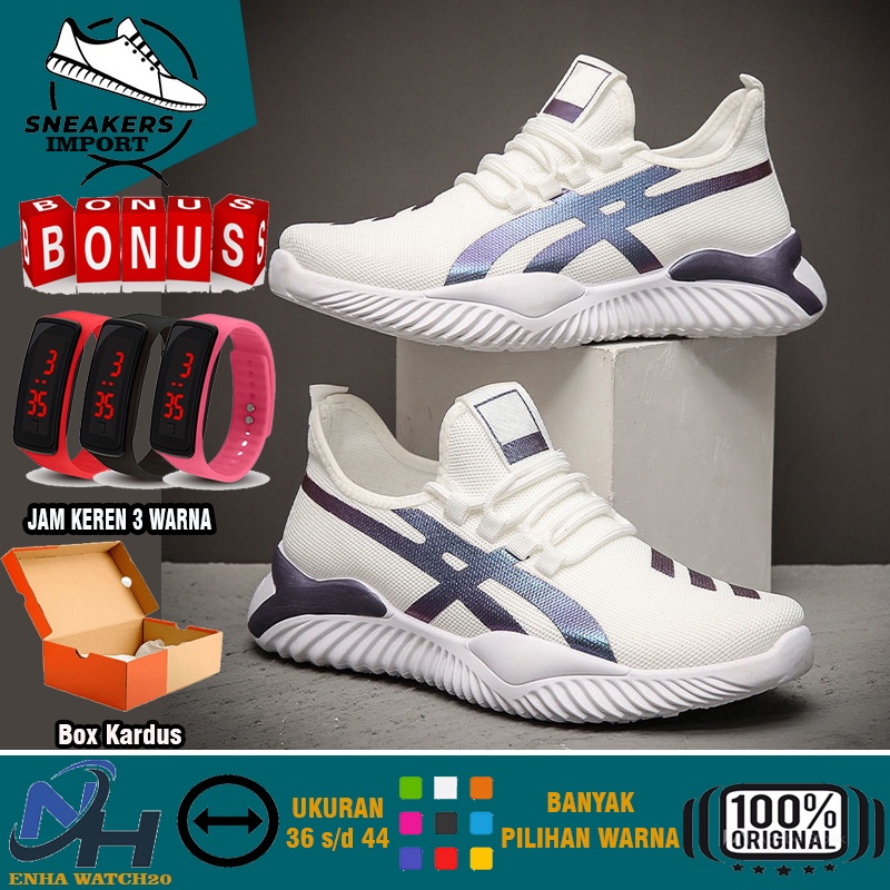 Sepatu Putih Hitam Pria Original Terbaru Sepatu Casual Cowok Import Keren Sneakers Premium Korean St