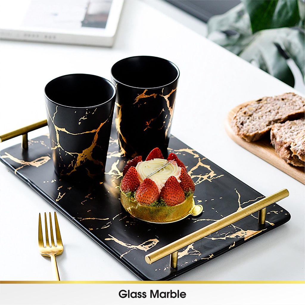 SET Cangkir Gelas Marble Mug Nampan Tray Tatakan Kopi Keramik Kopi Teh Lucu Aesthetic Marble Marmer Mewah Cantik