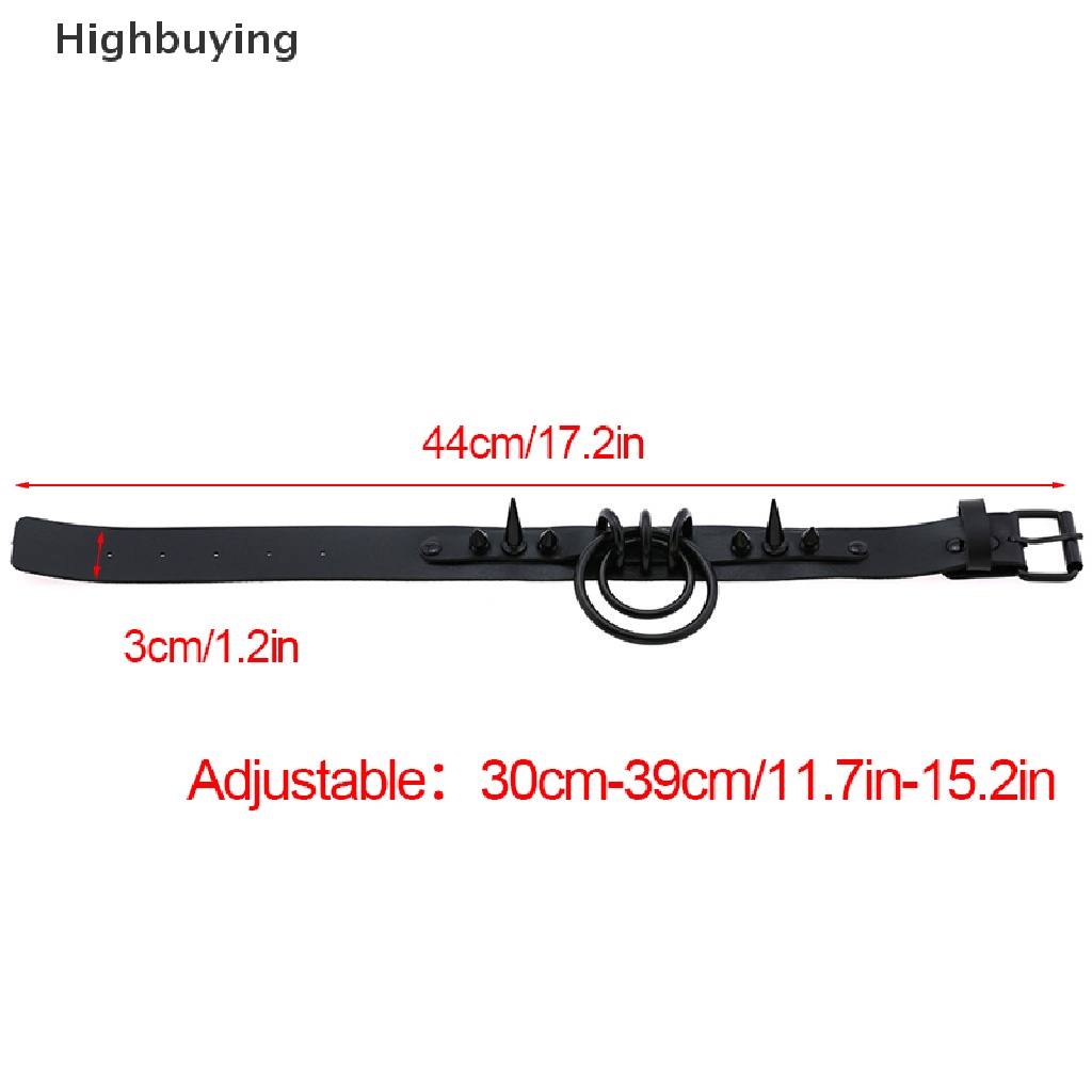 Hbid Gothic Perhiasan Punk Goth Choker Wanita Kerah Unisex Rivet PU Leather Necklace Glory