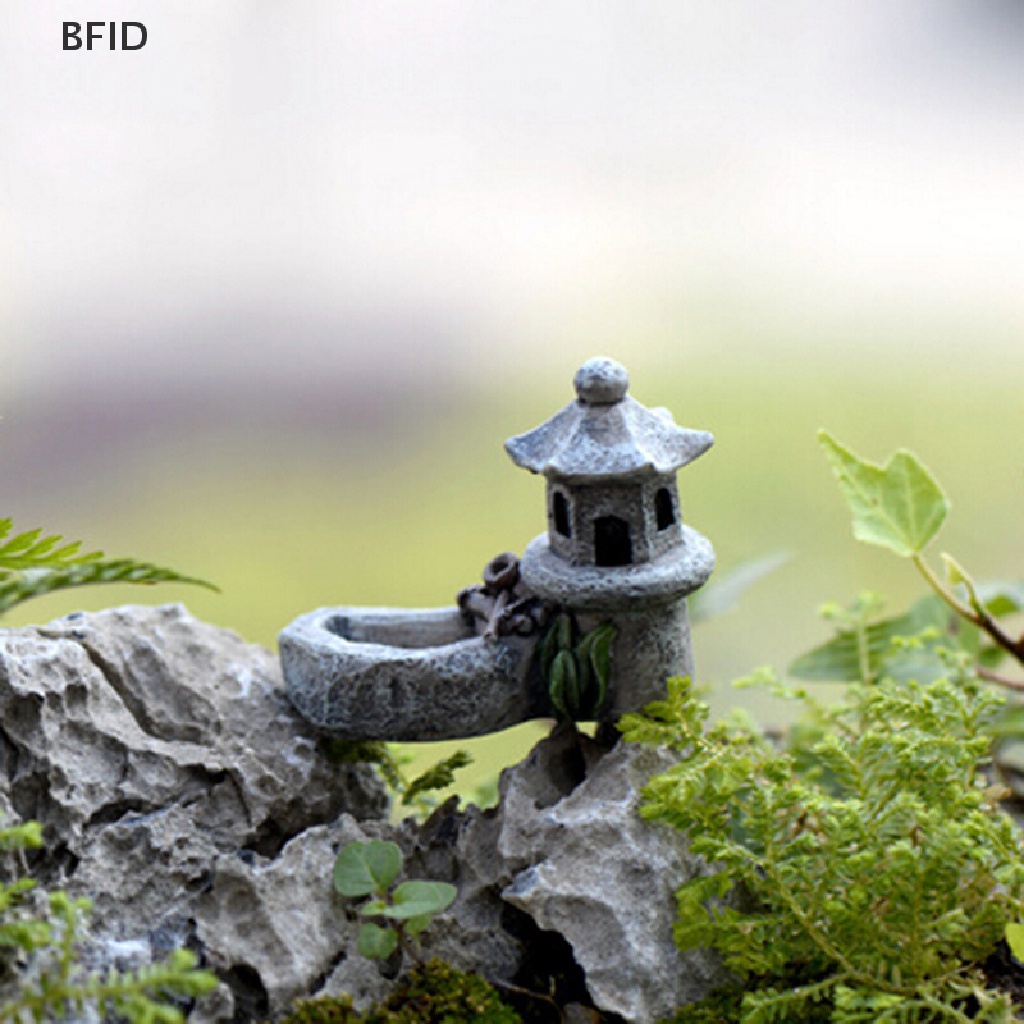 [BFID] Mini retro Menara Pond Resin Kerajinan Peri Dekorasi Taman Patung Mainan DIY Miniatur terrarium Mikro Lanskap Ornamen Rumah [ID]