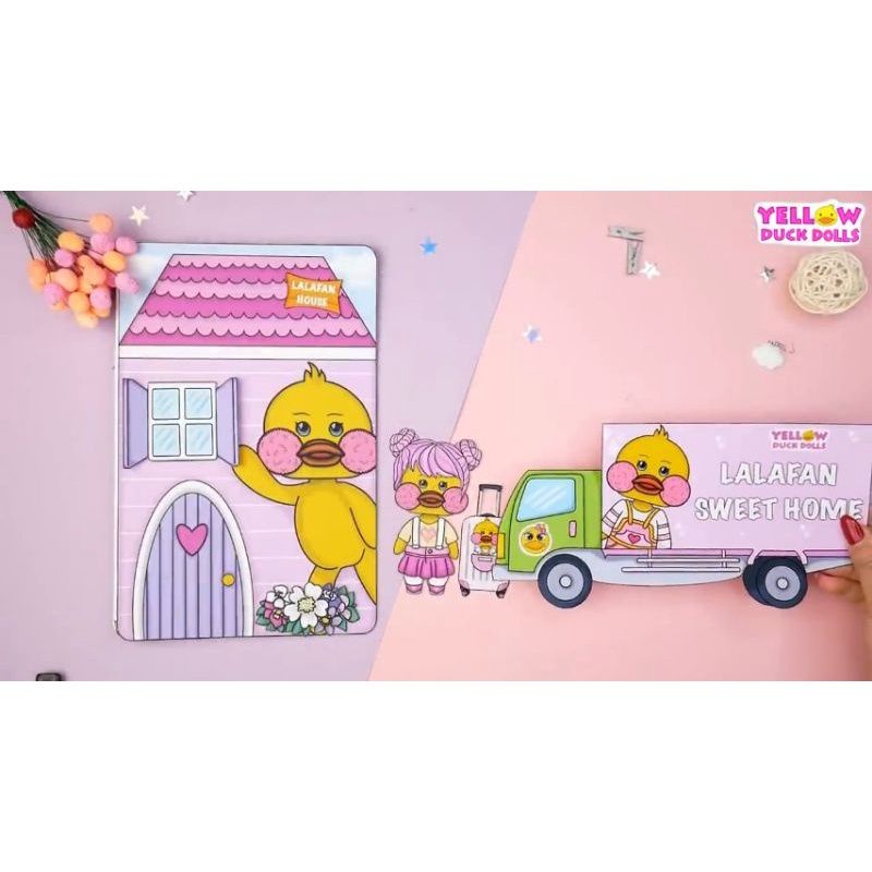Paper doll yellow duck house mainan bongkar pasang mainan edukasi anak - sudah dirakit