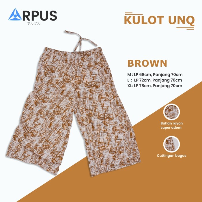 Celana Kulot Wanita Uniqlo Wanita 3/4 Bahan Rayon Premium by arpus_store Brown Abstract M U4P9 Nyama