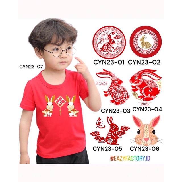 Kaos Keluarga Set Family / Anak Laki-Laki Perempuan Imlek 2023 Rabbit Year / Tahun Kelinci