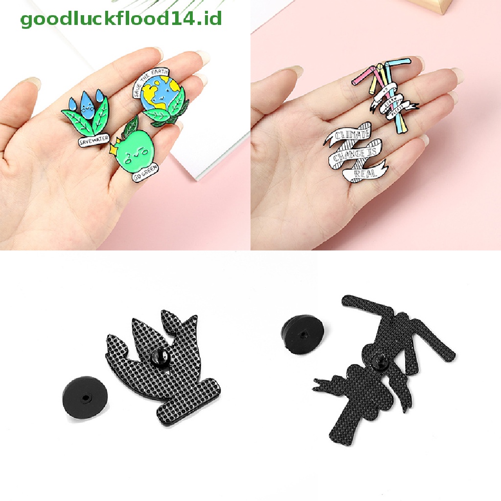 [GOOGFOUR] Save the Earth Enamel Protect Environment Bros Tas Pakaian Kerah Pin Lencana [TOP]