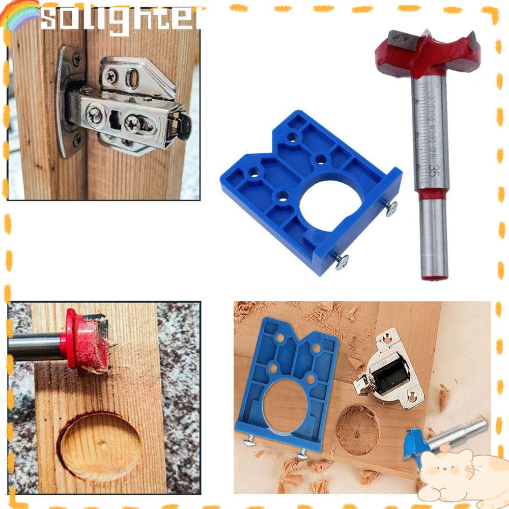 Solighter Hinge Drilling Jig Tool Locator Pintu Lemari Aksesoris Hinge Hole Drilling