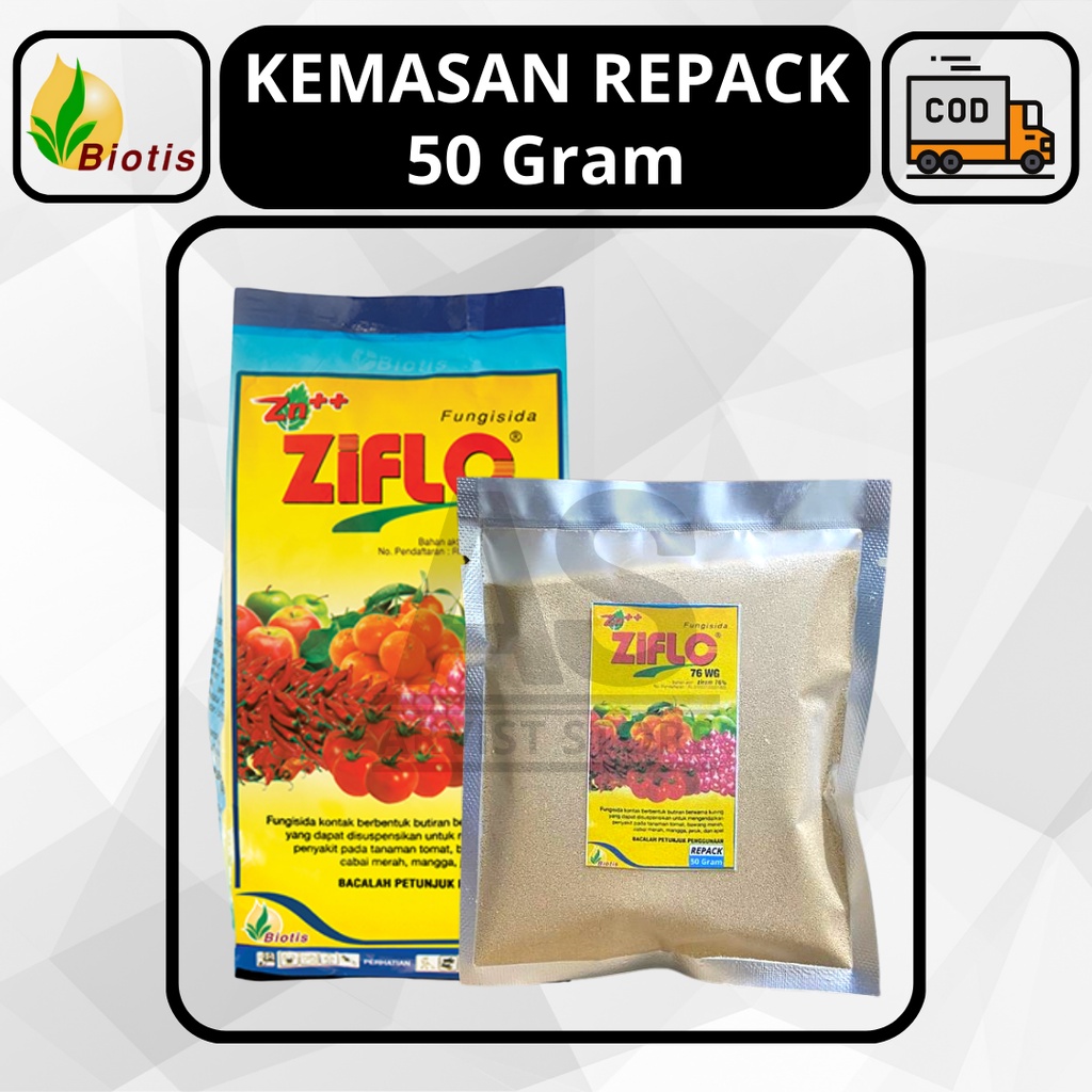 Fungisida ZIFLO 76WG Bahan Aktif Ziram 76% Kemasan Repack 50 Gram