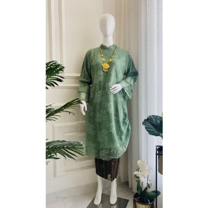 Bisa COD Kebaya Tunik Serut Tille Full Bordir 100% realpict mewah / Tunik serut renda brukat balon m