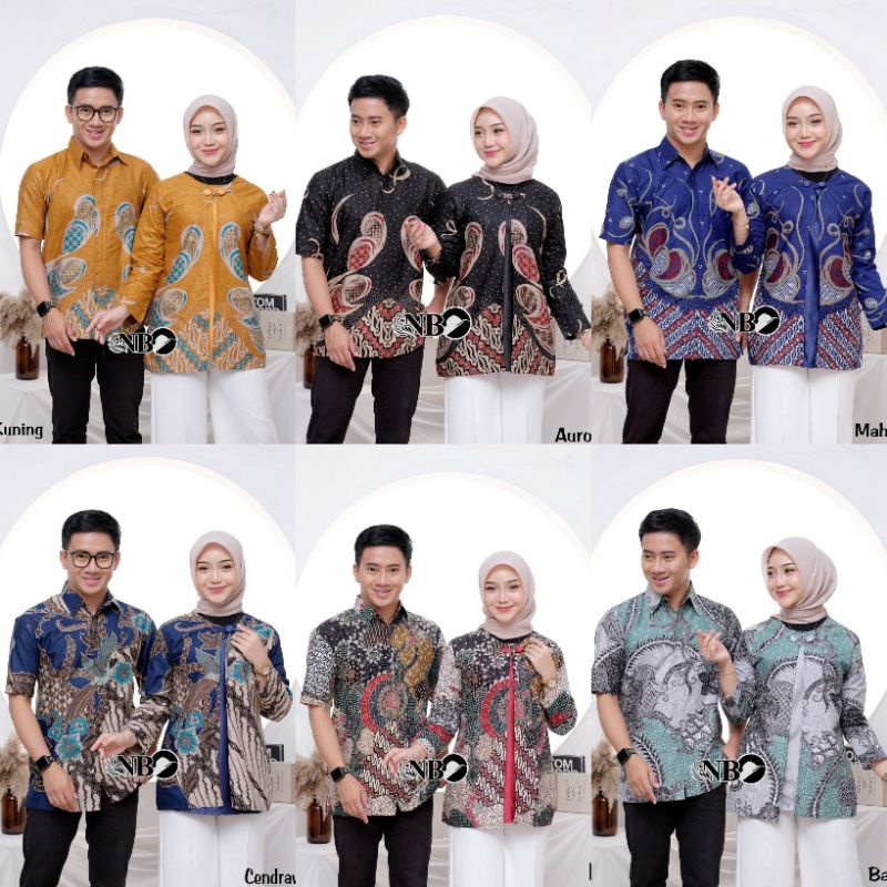 Couple Batik Atasan Wanita - Hem Lengn Pendek Cowok Pekalongan Bahan Katun Halus M L XL