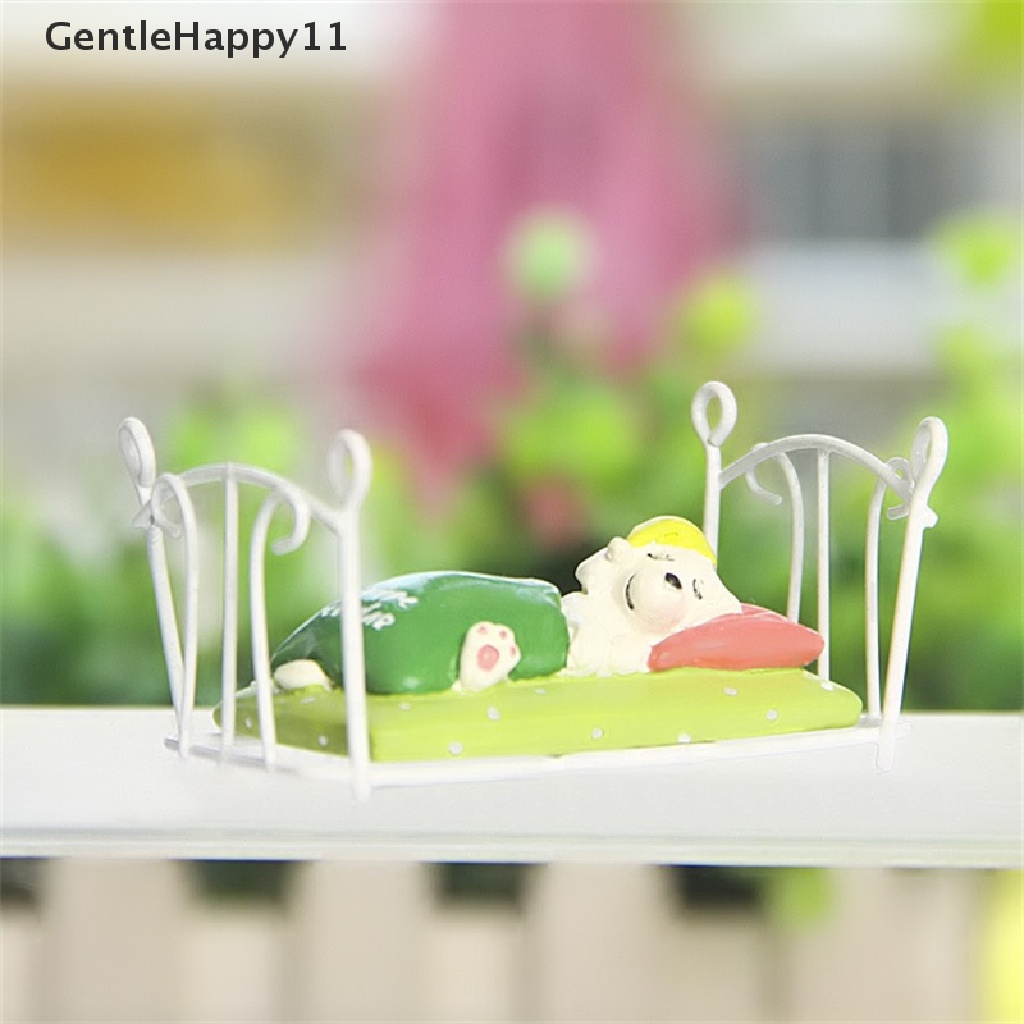 Gentlehappy1:12rumah Boneka Miniatur Eropa Ranjang Besi Kartun Anjing Tidur Model Microlandscape Pemandangan Hidup Dekorasi Mainan Aksesoris Rumah Boneka Desktop Ornamen id