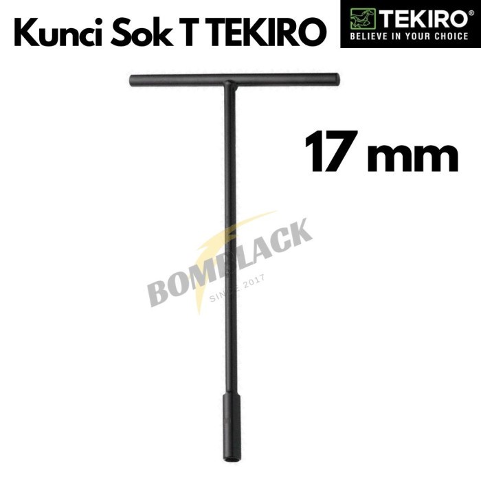 TEKIRO Kunci Sok T 17mm Hitam Kunci T Sock Shock 17 mm Socket Panjang