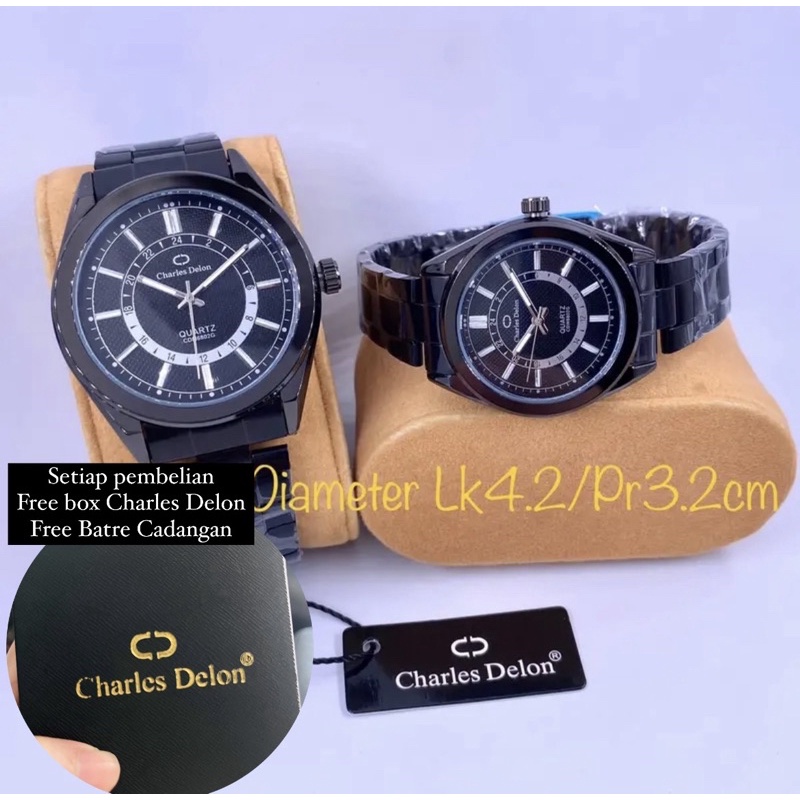 jam tangan charles delon rantai couple original anti air