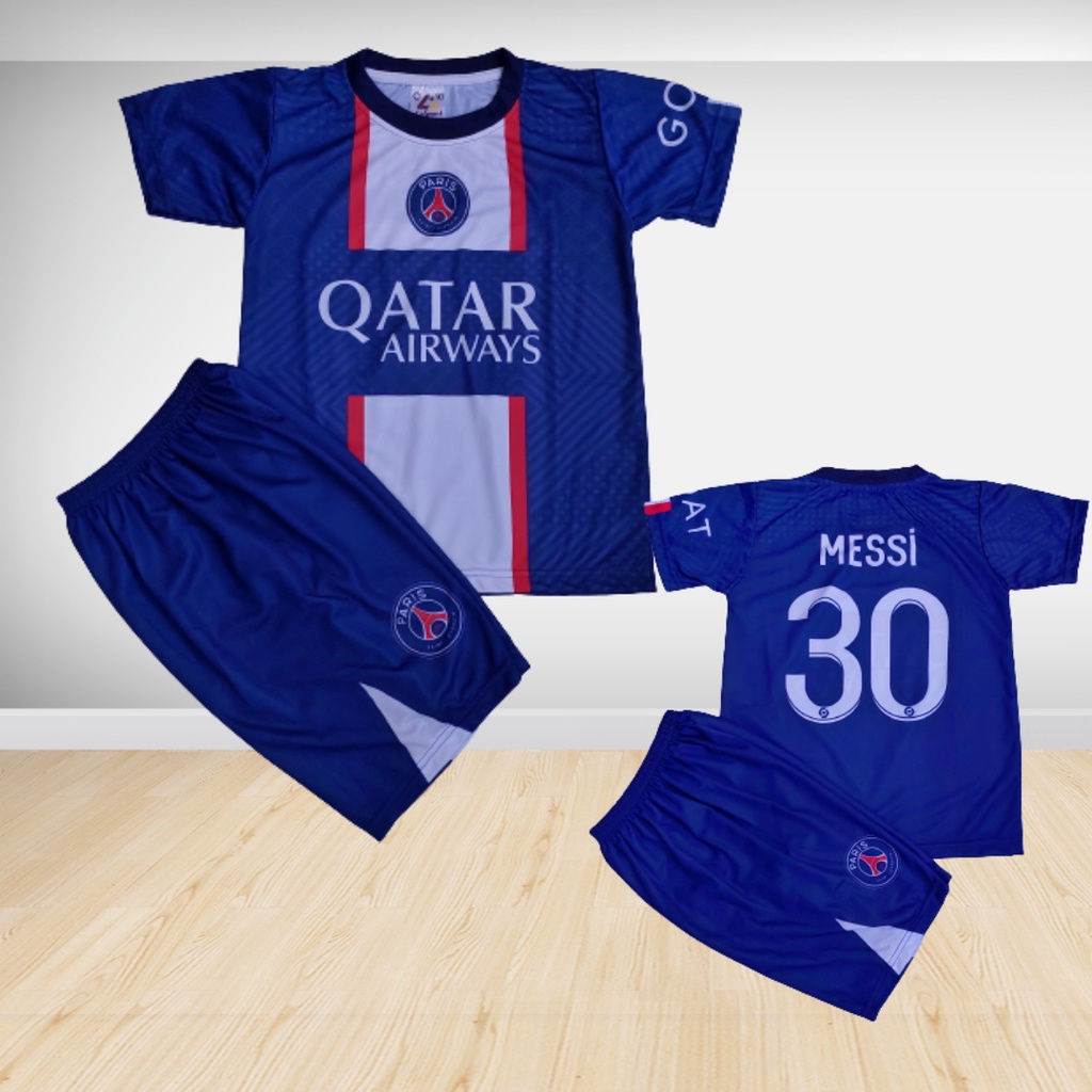setelan baju bola psg printing anak/baju bola psg printing 5-12 th