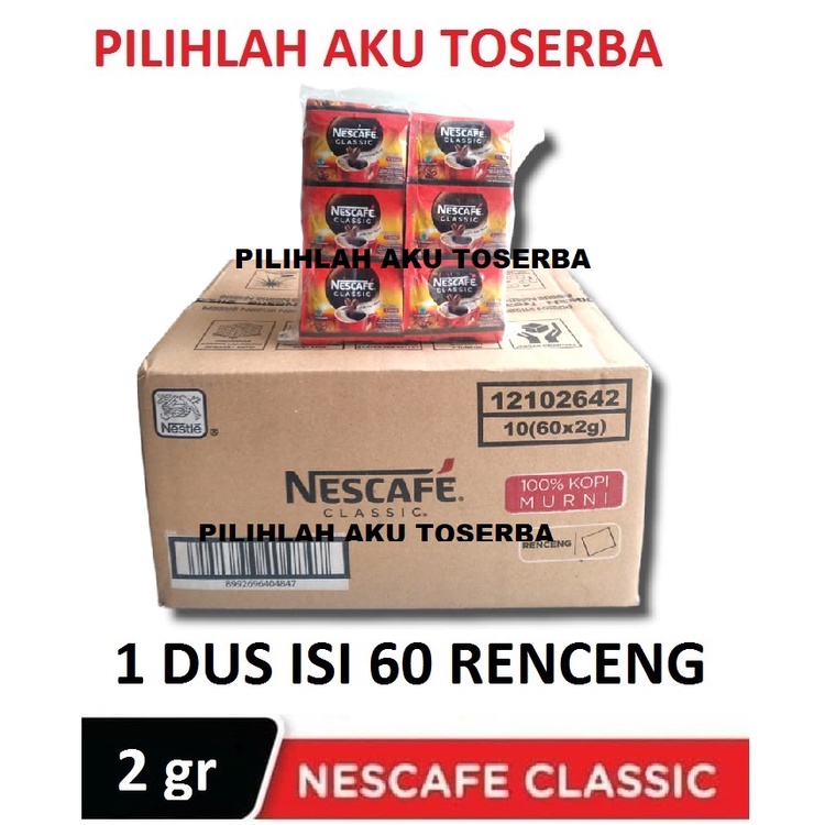 Kopi Nescafe Classic 2 gram - 1 KARTON ISI 60 RENCENG