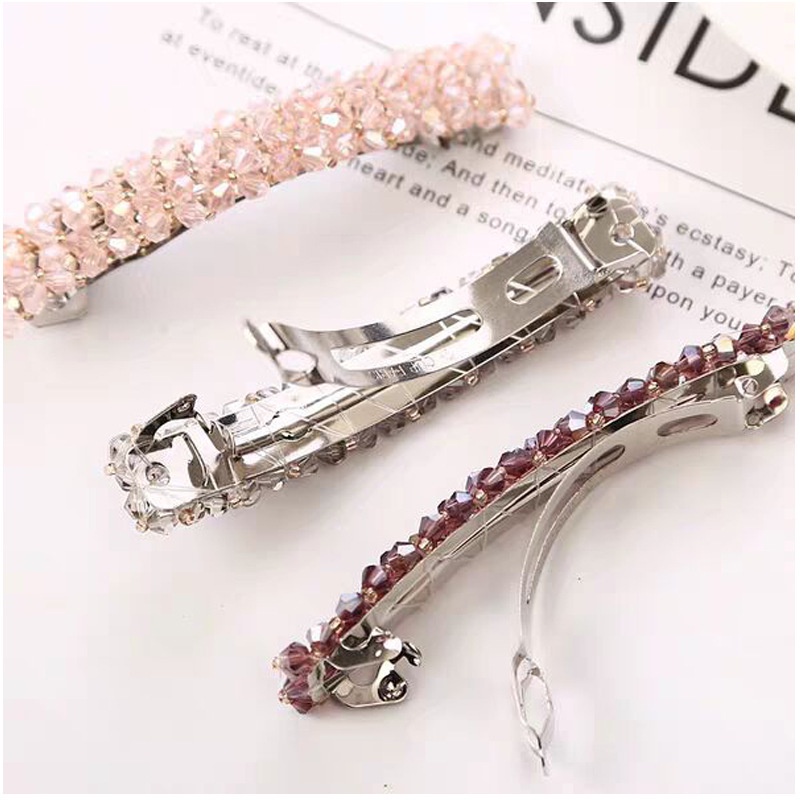 AC048 Jepit Rambut Panjang Manik Glitter Crystal Jepitan Poni Kristal Berlian Berkilau Model Korea