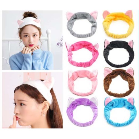 Bandana Bando Korea Import Headband Kain Karet Motif Kuping Kucing Telinga Kelinci Kepala Rambut