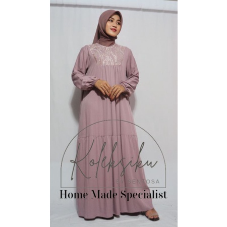 Layyin - Gamis Twill / Dress Raisa /Gamis Model Terbaru Mix Brukat By Sentosa