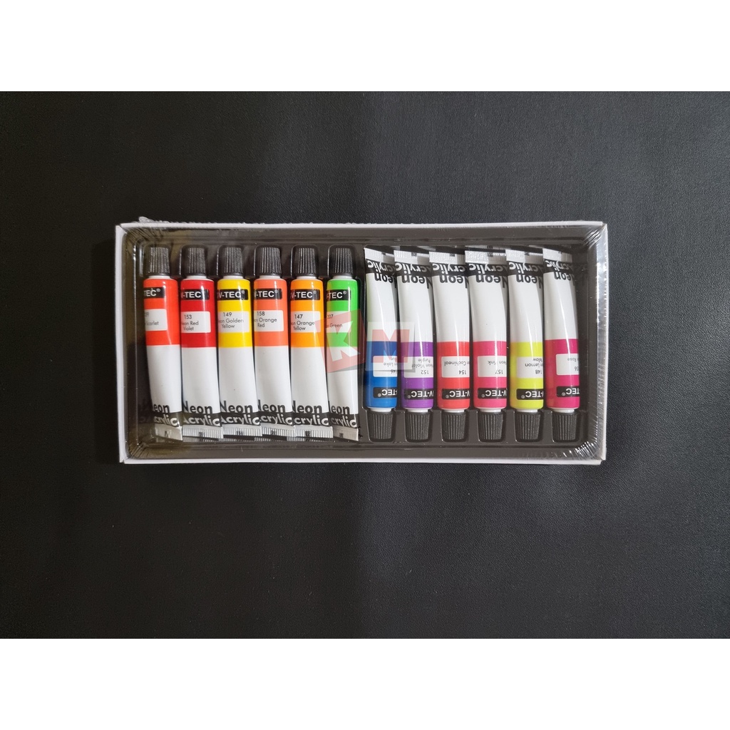 Neon Acrylic Colour / Cat Akrilik V-TEC NA-612 12 Warna 6 ml Tube