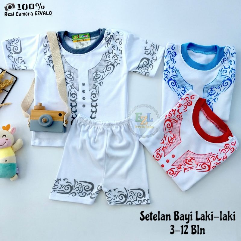 BAJU KOKO BAYI KAOS OBLONG KANCING DI BAHU LENGAN PANJANG 3-12 BULAN