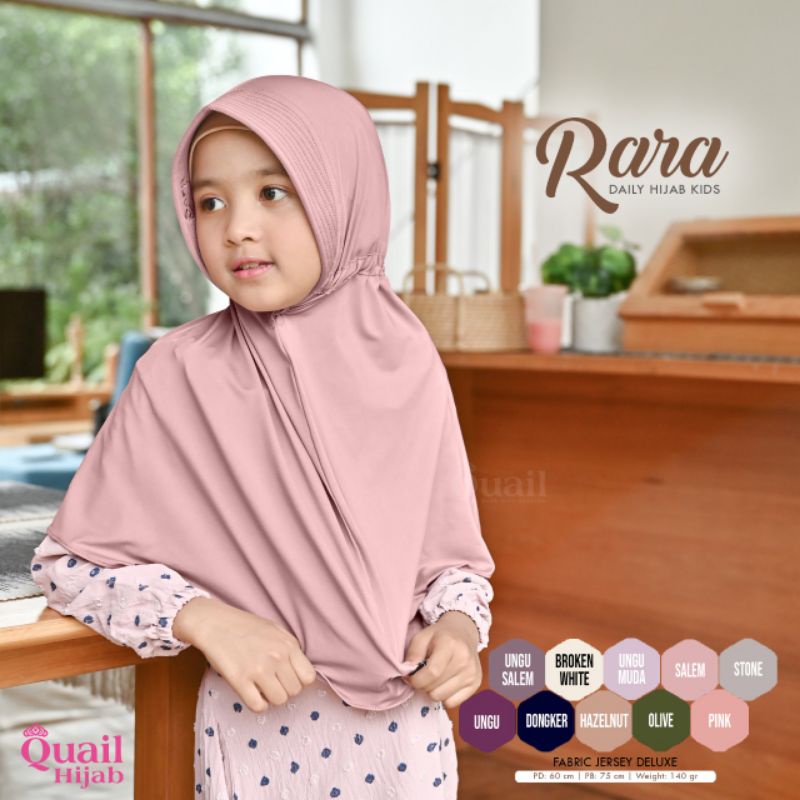 RARA DAILY HIJAB KIDS QUAIL ORIGINAL | JILBAB SERUT ANAK | JILBAB JERSEY ANAK | JILBAB ANAK SALEM