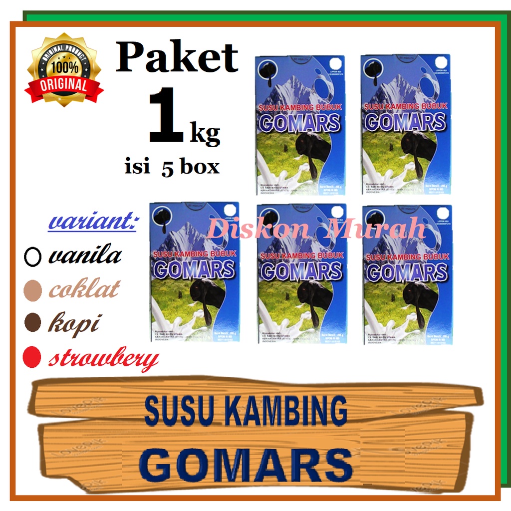 

5 box GOMARS 1kg - Susu - GOMARS - Susu Kambing Etawa Bubuk Anak dan Dewasa - Pengganti Susu Sapi