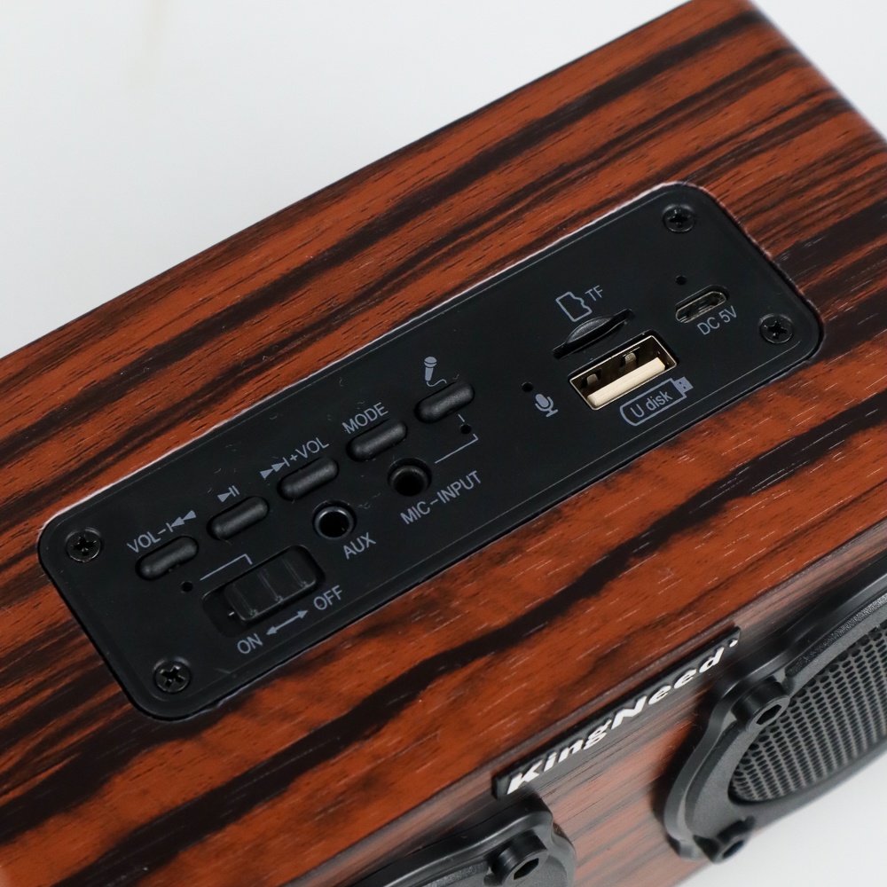 Kingneed Bluetooth Speaker FM Radio Wood Design - S409 - Brown