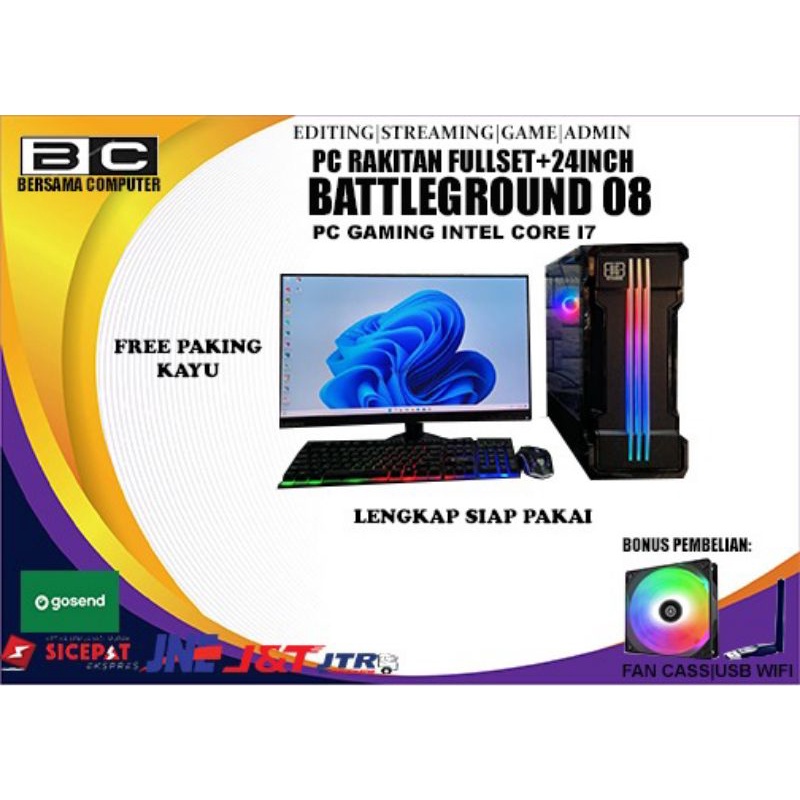 PC gaming Editing core i7 Ram 16gb Ssd 240gb ( monitor 24 in ) key mouse full set