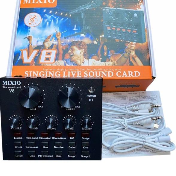 Promo[KP8]-MIXIO V8S PREMIUM Live Streaming Soundcard Adapter Phone Laptop Microphone