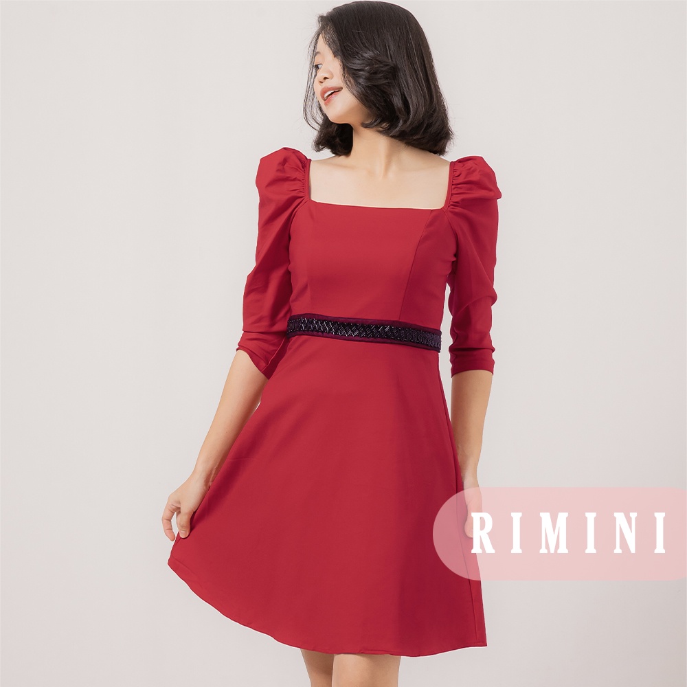 RIMINI - Gaun Pesta Wanita Dress Puff Squareneck Kondangan Mini S-XL- Feila Dress 521710-1
