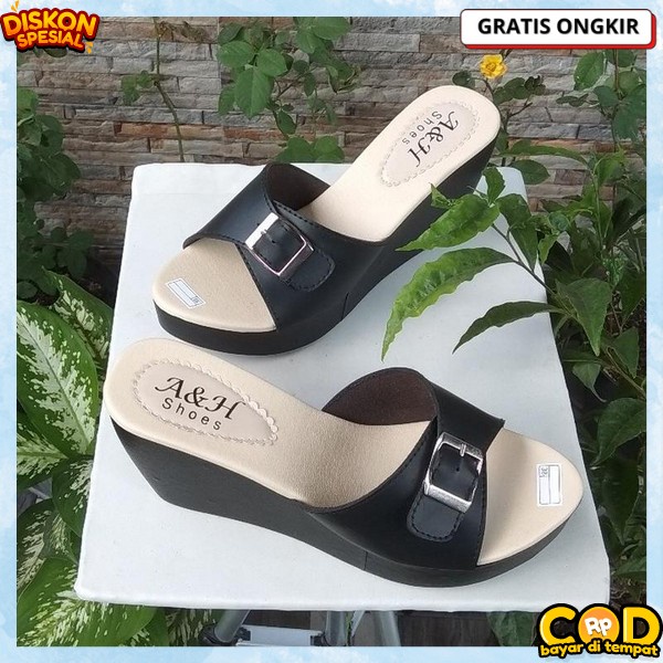 Wedges Wanita Weges Kondangan Pesta Remaja Selop Korean Style Wejes Model Casual Elegant Sepatu Eleg