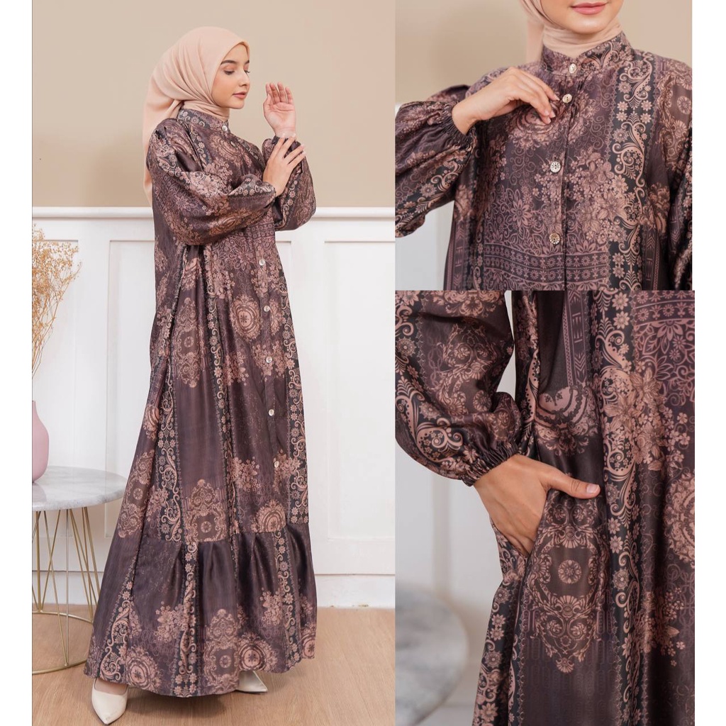 NEW ELOIS DRESS PREMIUM DRESS SILK KANCING TERBARU TERVIRAL GAMIS RAYA MUSLIMAH KEKINIAN